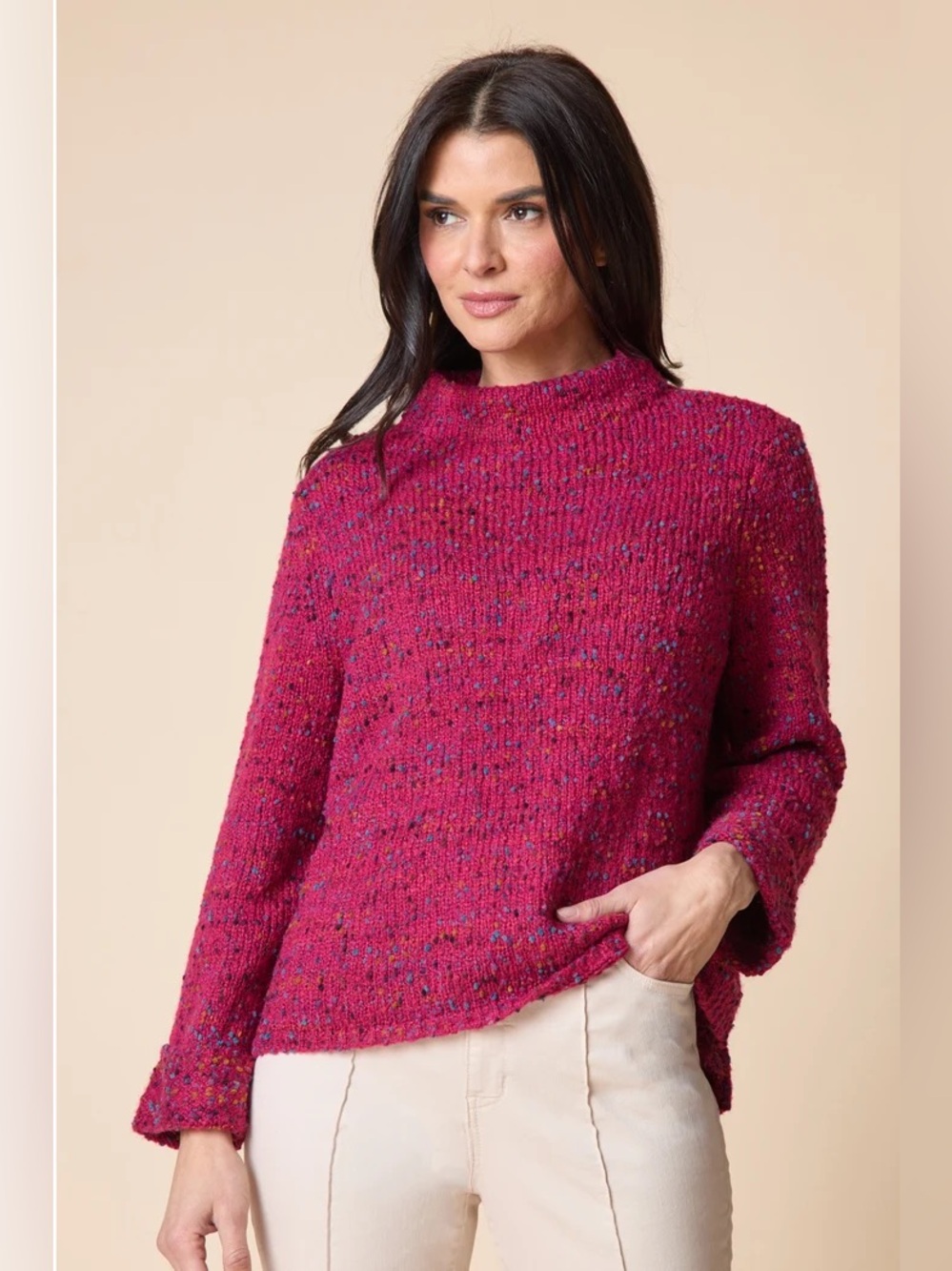 Purple Confetti Pullover Sweater Size M Cozy Fall Artsy